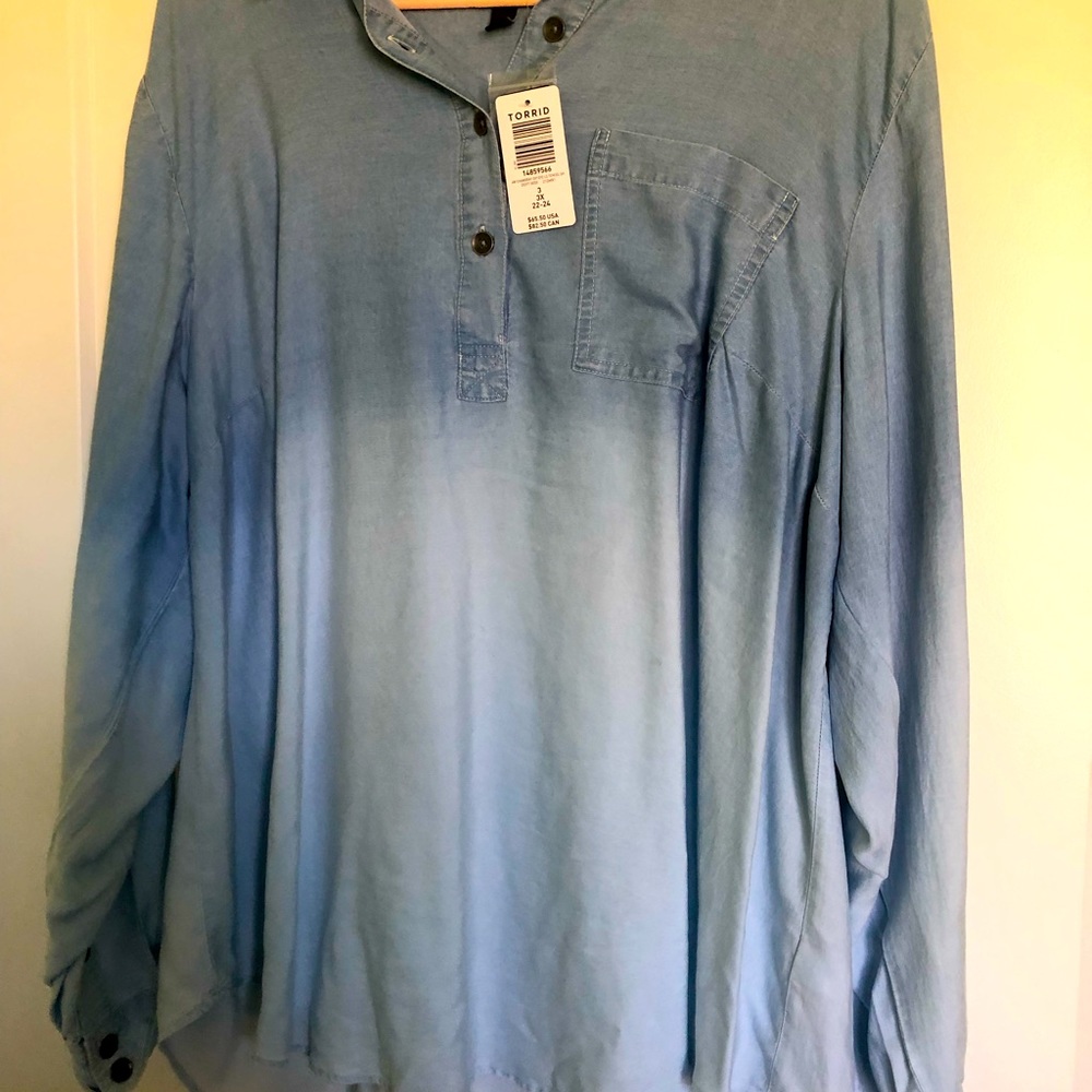 Ombré Blue Long Sleeve Button Up